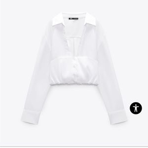 *NWT* Zara Gabardine Corset Style Shirt